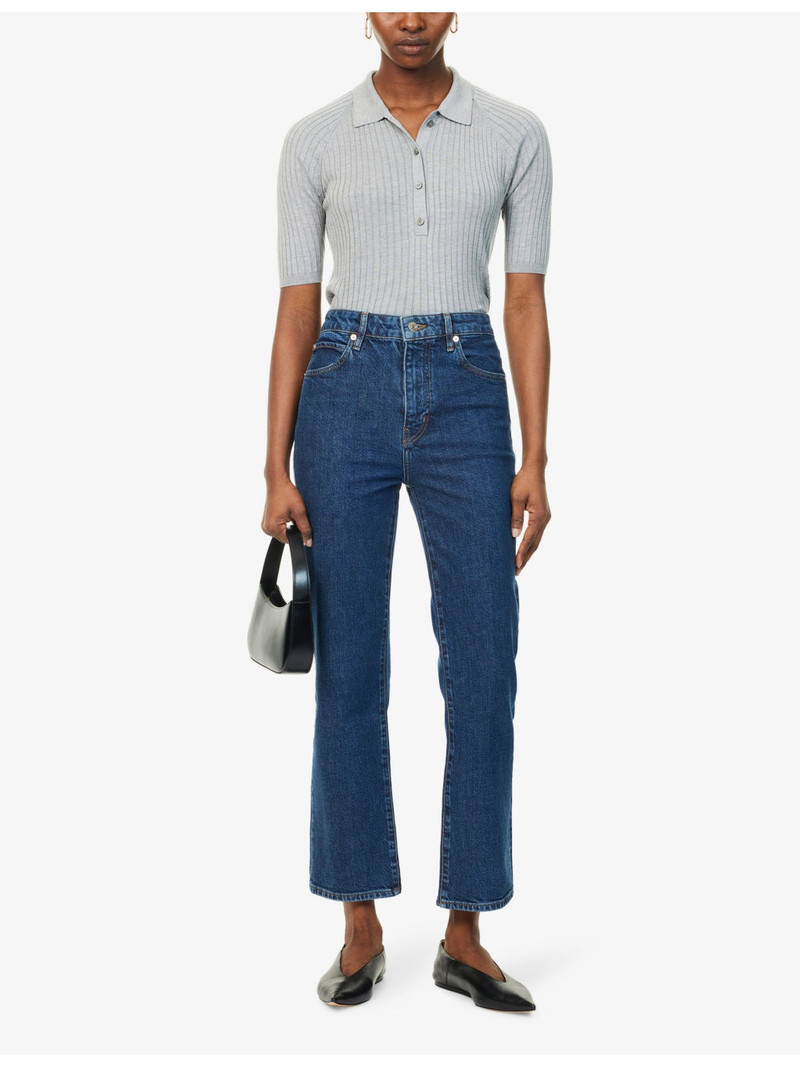 FRAME The Ruler Crop Five-Pockets Straight-Leg High-Rise Stretch-Denim Jeans outlook