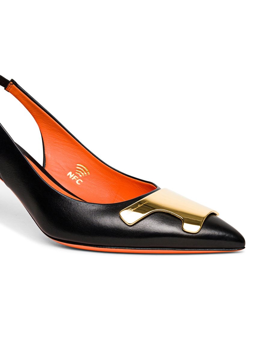 Leather mid-heel Santoni Sibille slingback - 5