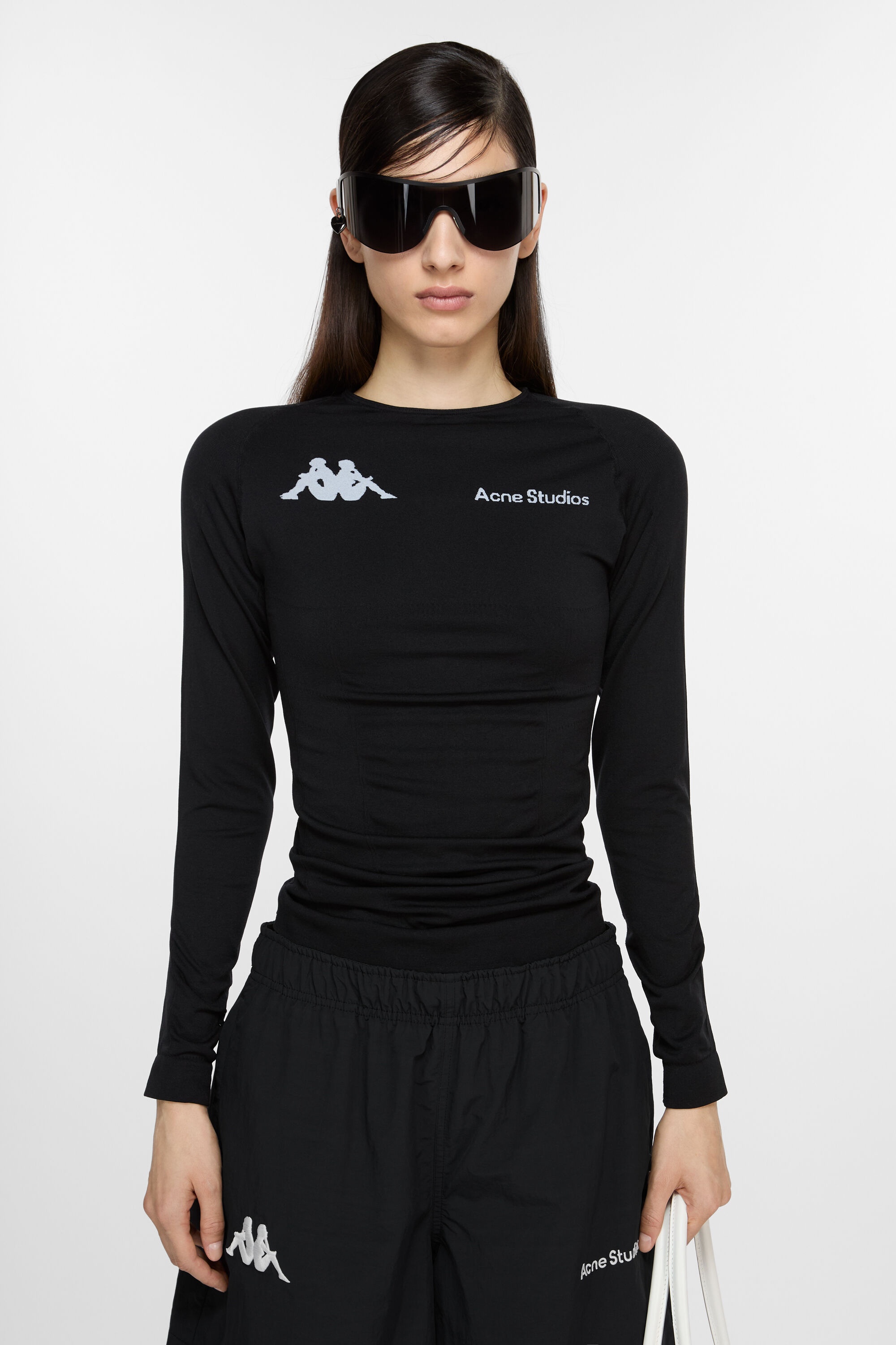 Long sleeve logo t-shirt - Acne Studios x Kappa - Black - 2