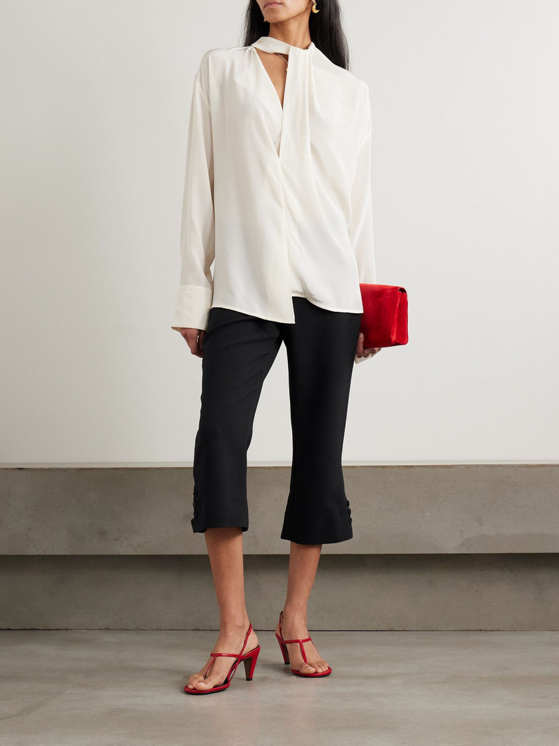 Victoria Beckham Cropped crepe flared pants Black outlook