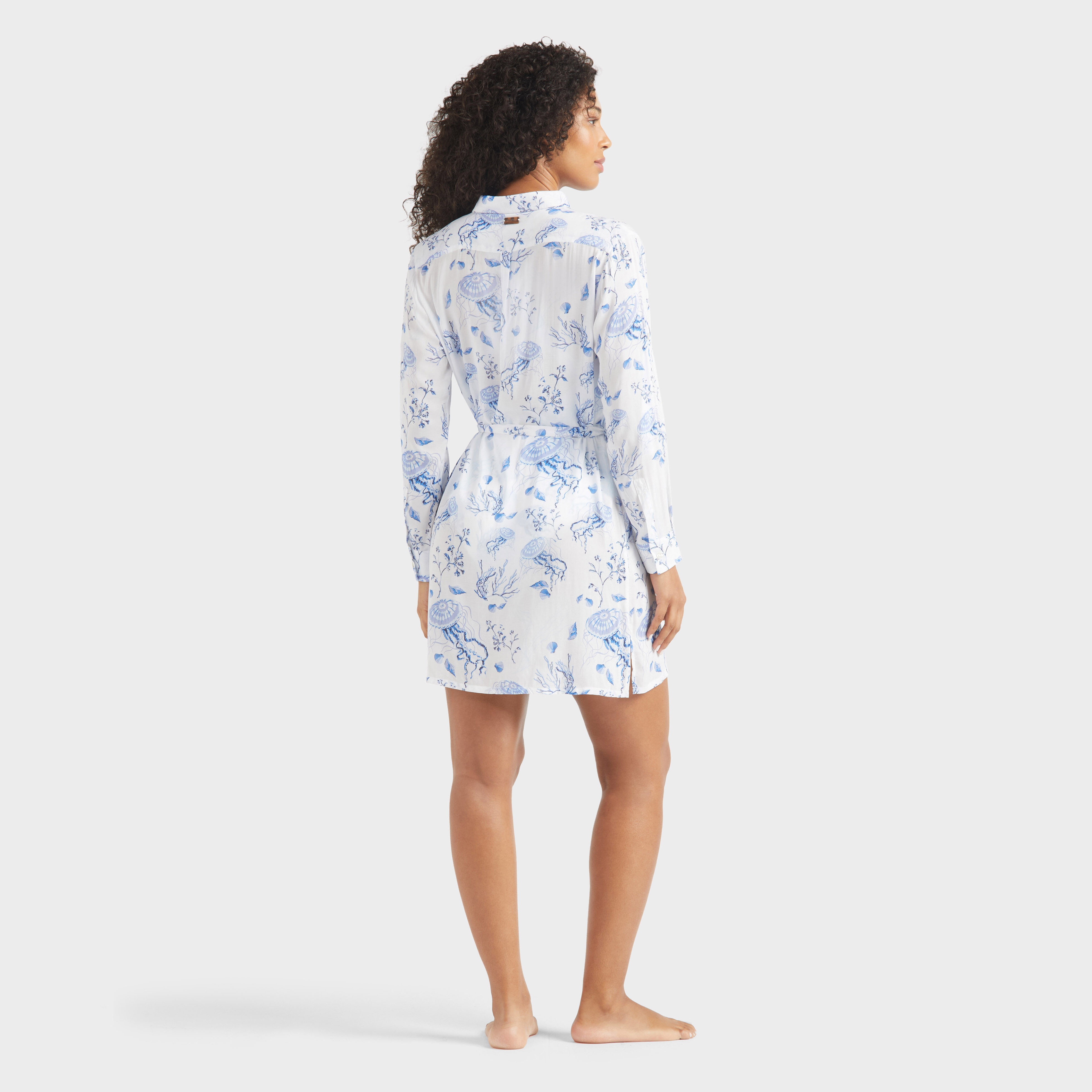 Women Viscose Shirt Dress Medusa and Shells - 4