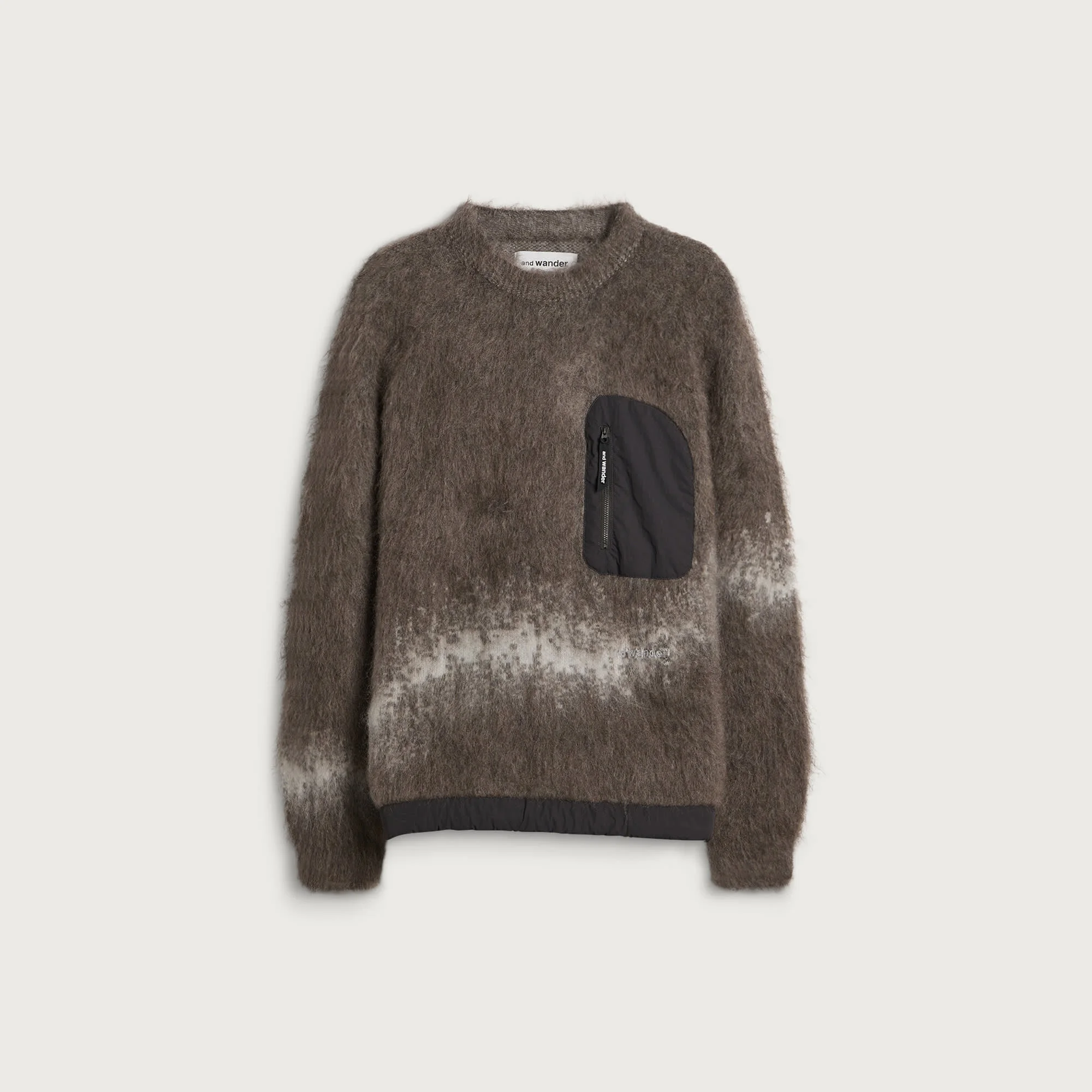 and Wander Jacquard Shaggy Knit Crew Sweatshirt - 1