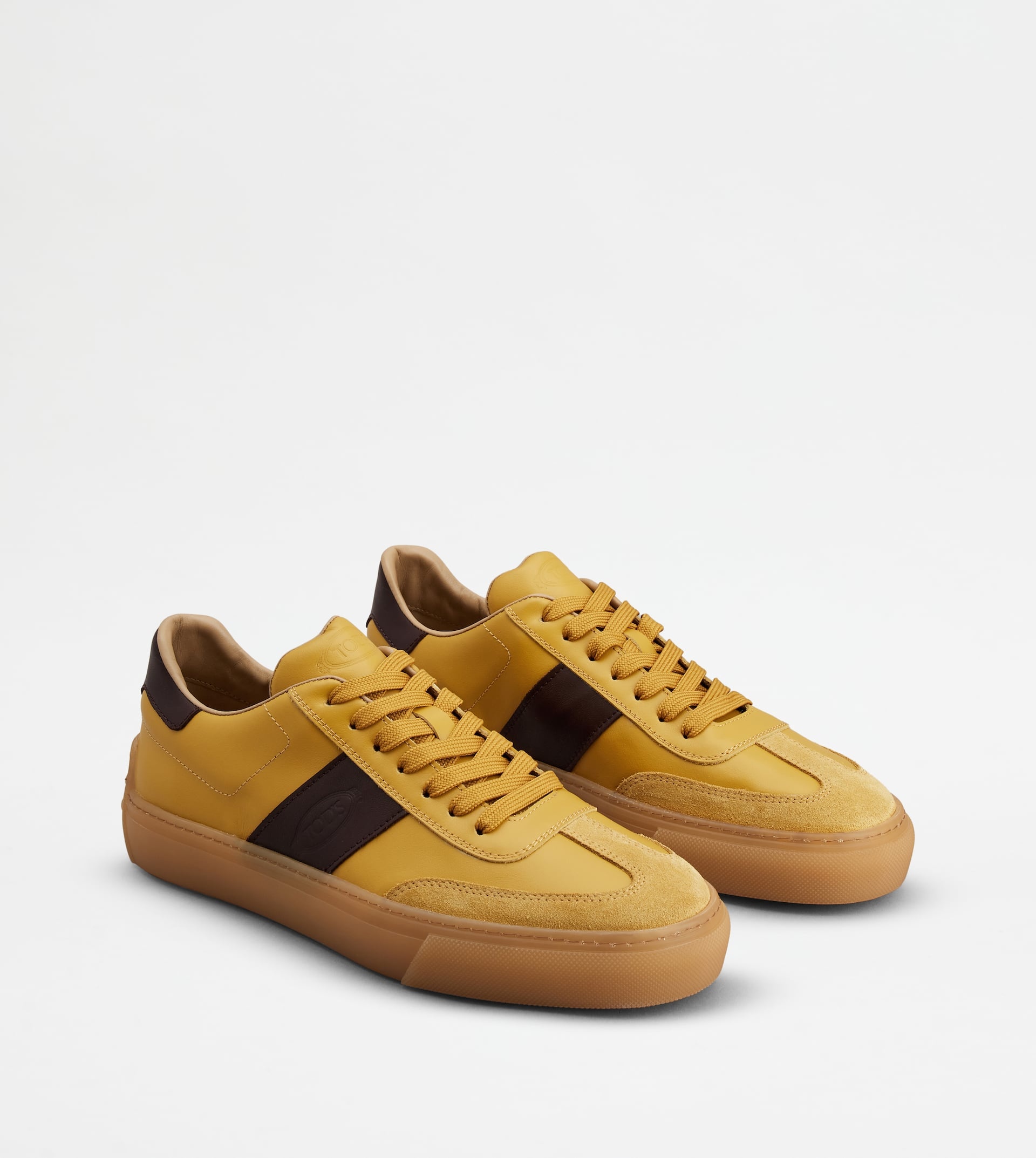 SNEAKERS IN LEATHER - YELLOW, BROWN - 3