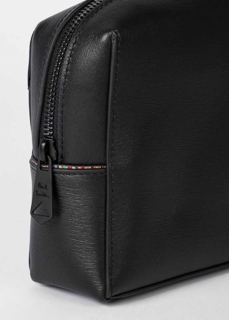 Black Leather Signature Wash Bag 3