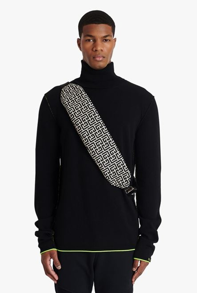 Ivory and black nylon belt bag 7