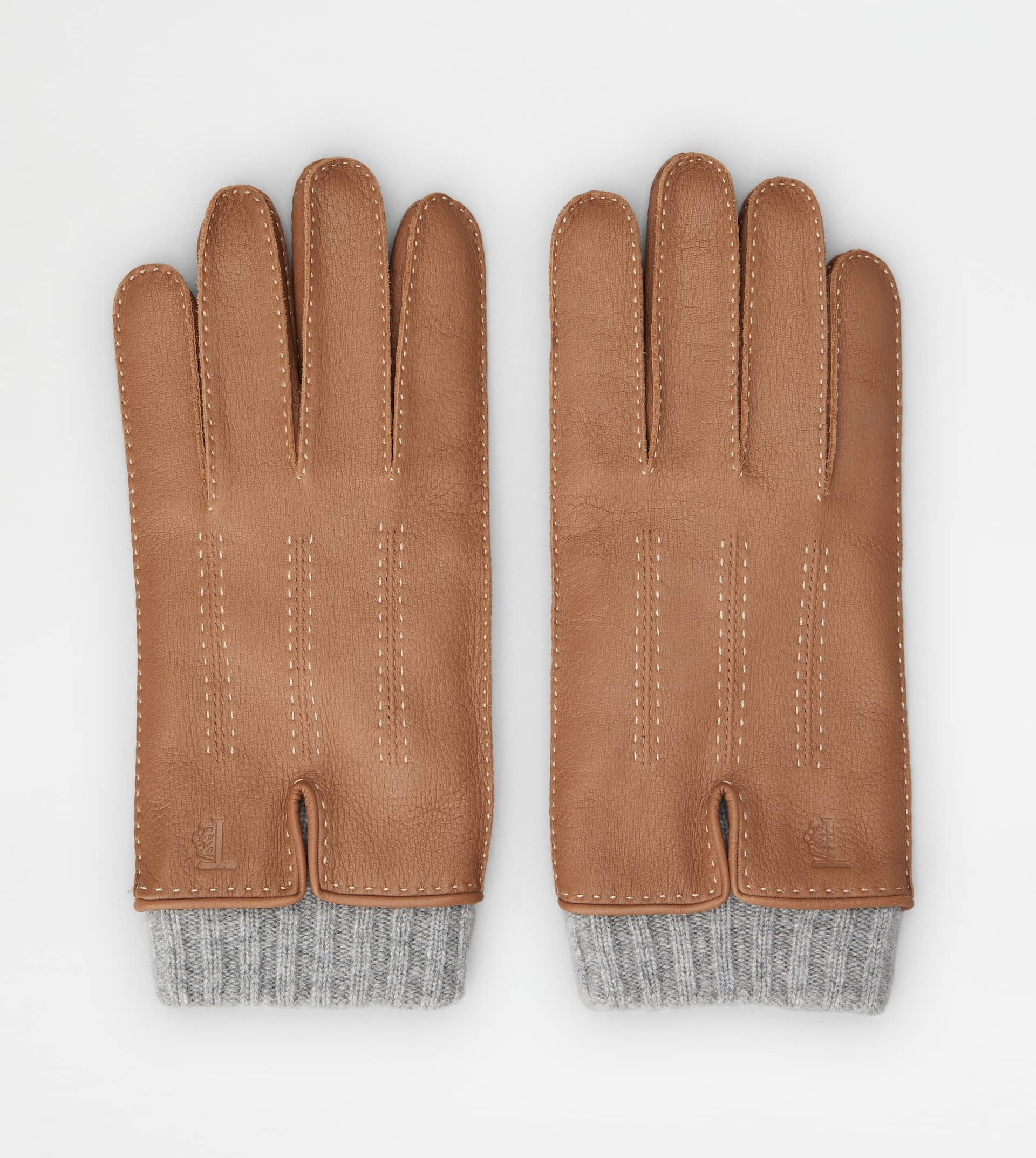 TOD'S GLOVES IN LEATHER AND CASHMERE - BROWN - 1