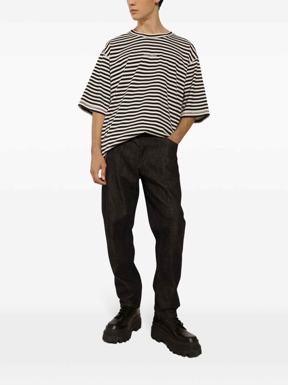 logo-embroidered striped T-shirt - 2