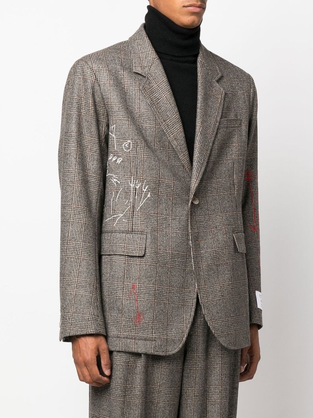 scribble-print single-breasted blazer - 3
