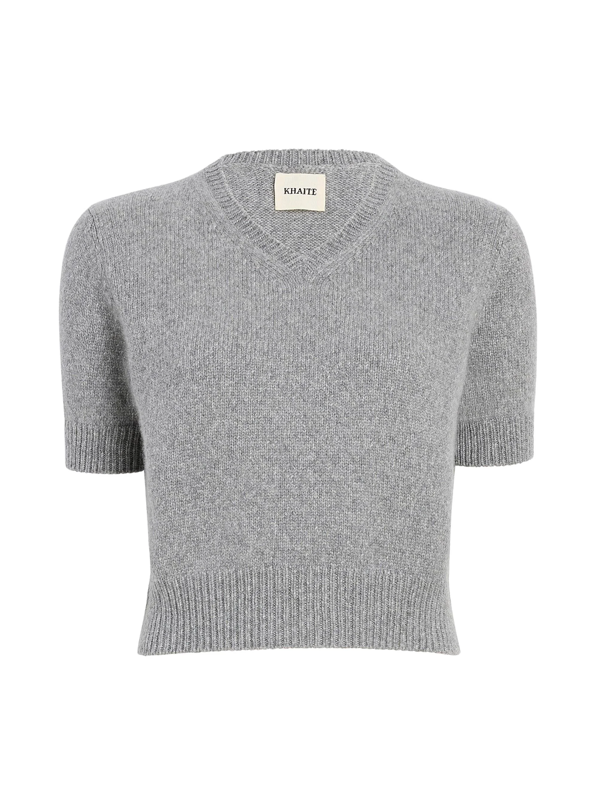 Women's Jas Cashmere Short-Sleeve Sweater - Fog - 1