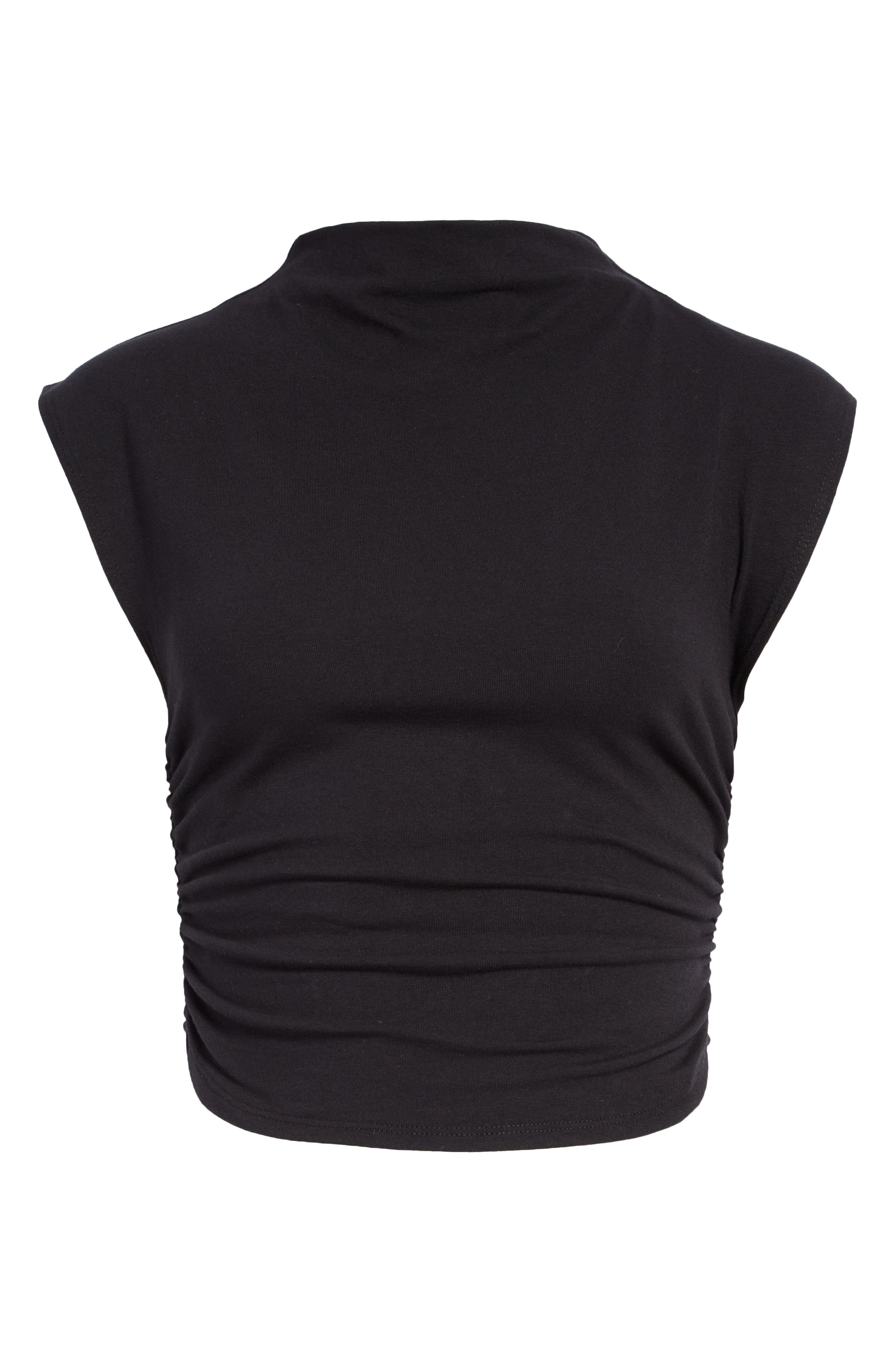 Reformation Lindy Ruched Crop Top in Black at Nordstrom - 3