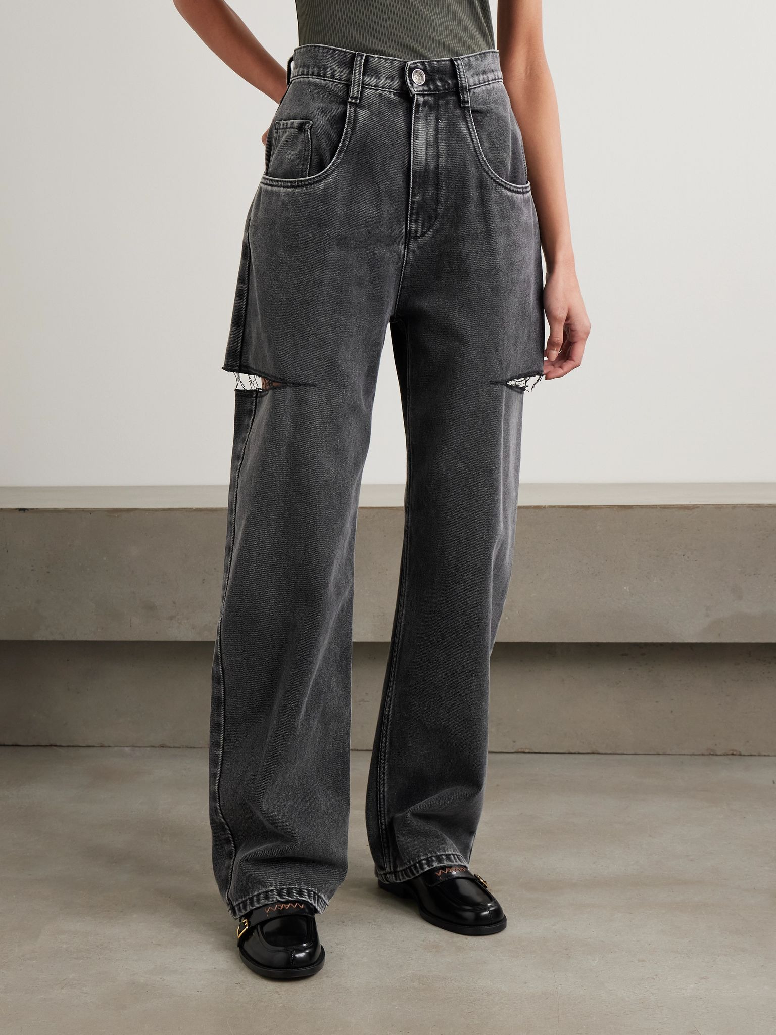 Cutout high-rise wide-leg jeans Black - 3