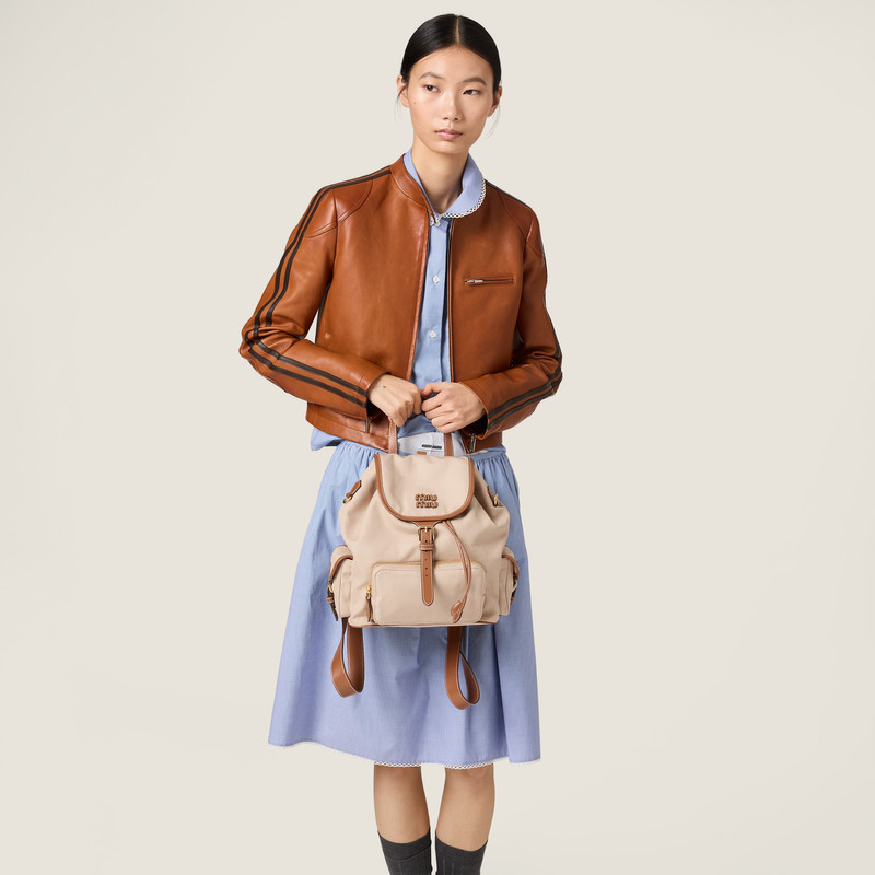 Miu Miu Canvas and leather backpack outlook