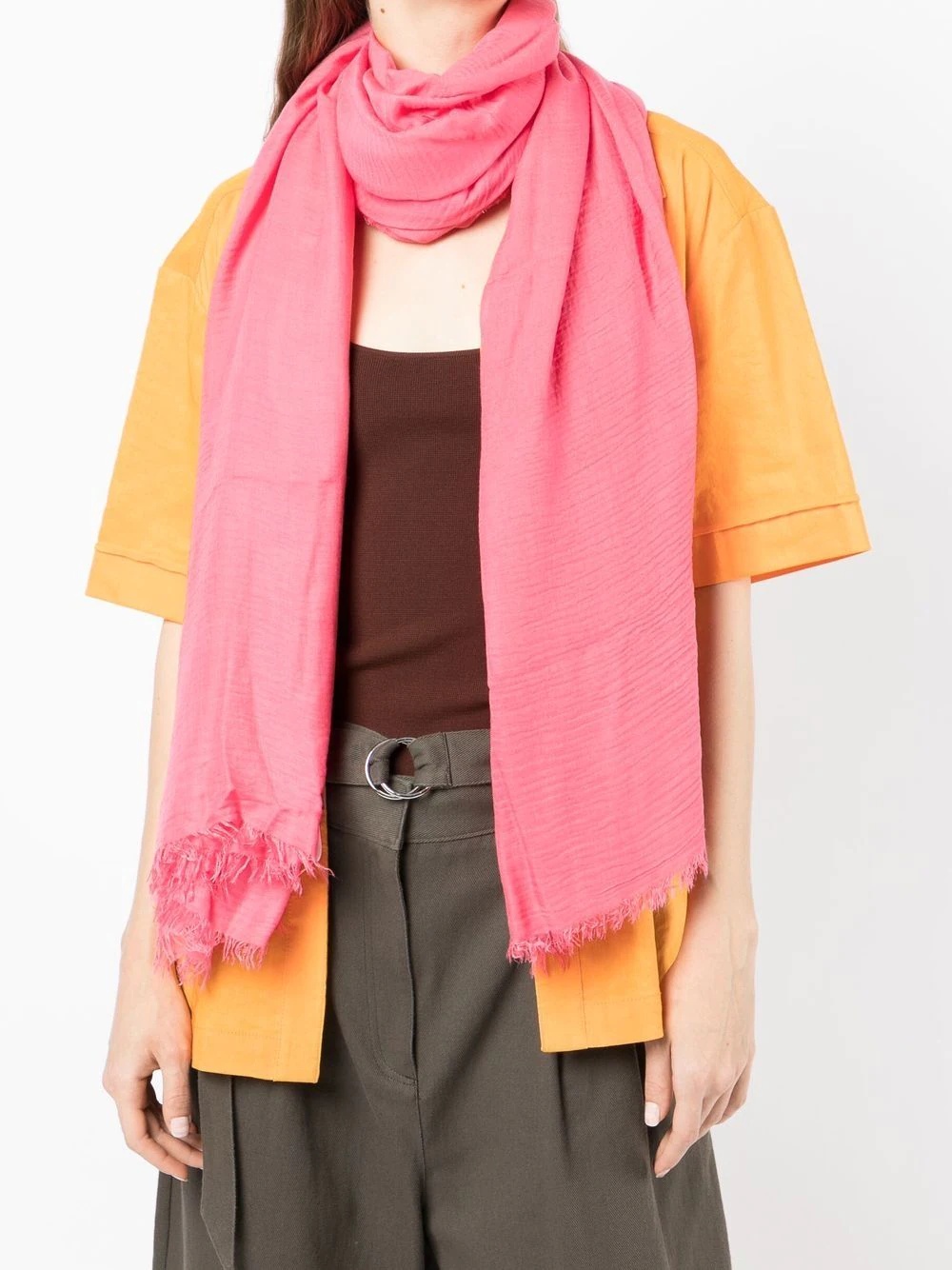 wrap style frayed scarf - 2