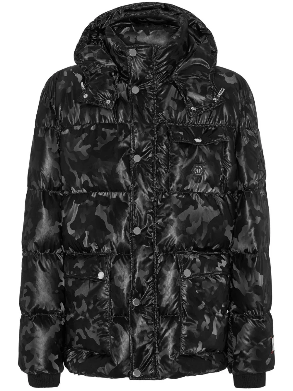 camouflage-print hooded puffer jacket - 1