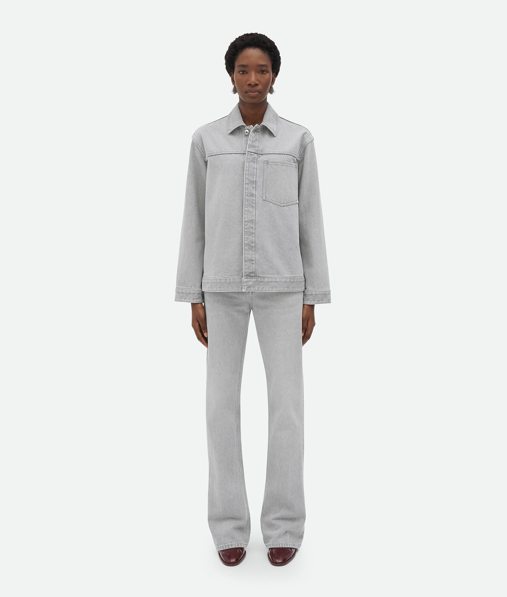 Light Grey Washed Denim Jacket - 4