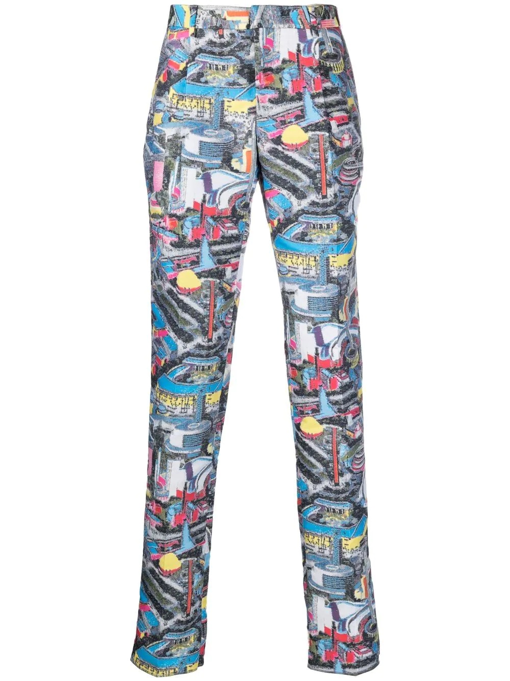 graphic-print tailored trousers - 1