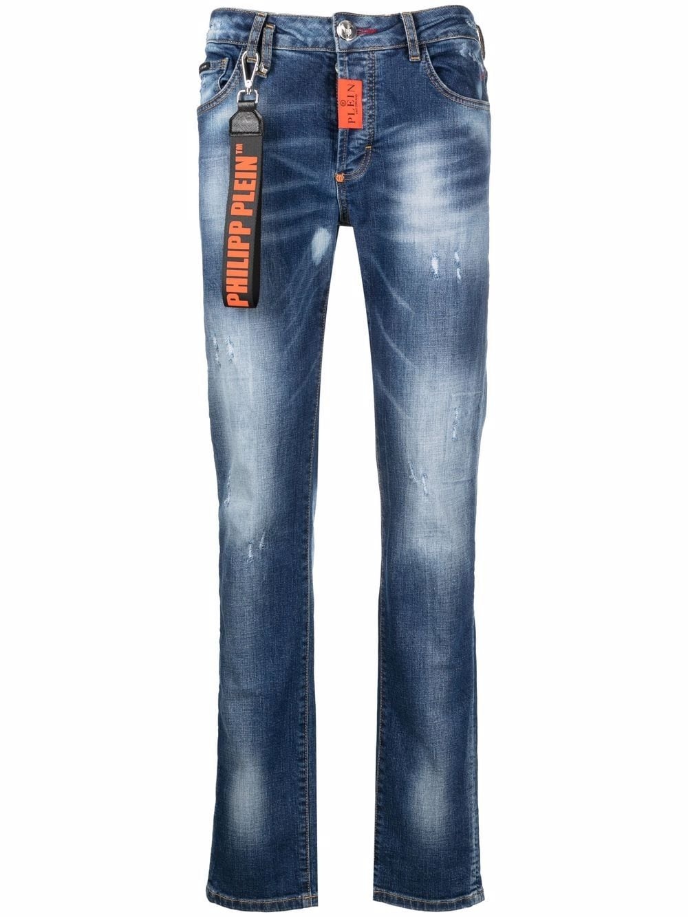 distressed slim-fit jeans - 1