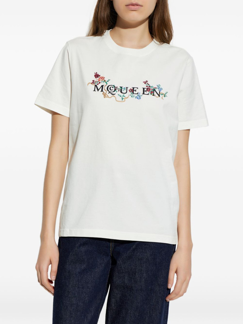 floral-embroidered logo T-shirt 3