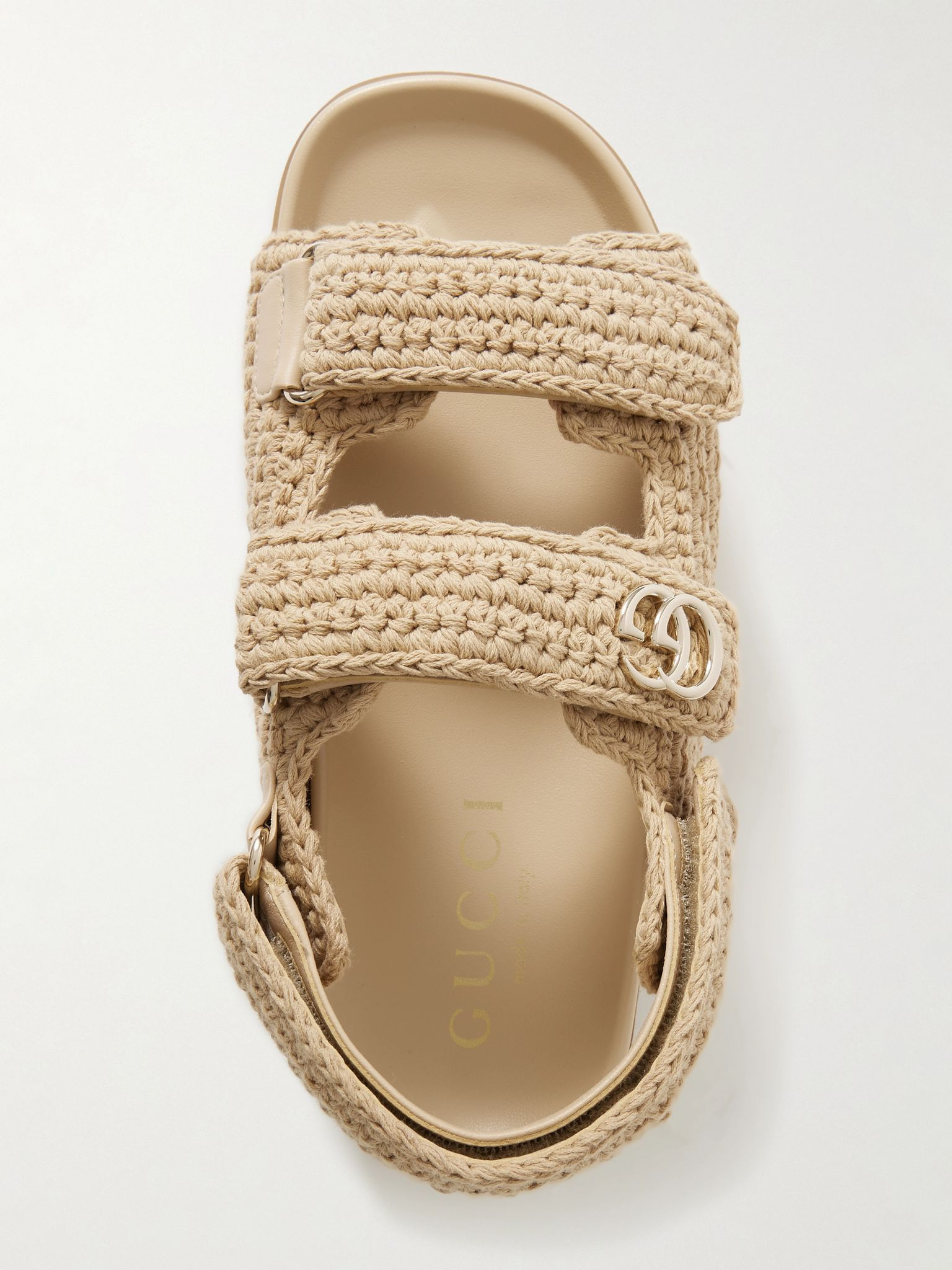 New Marmont leather-trimmed embellished crocheted cotton platform sandals Neutral - 5