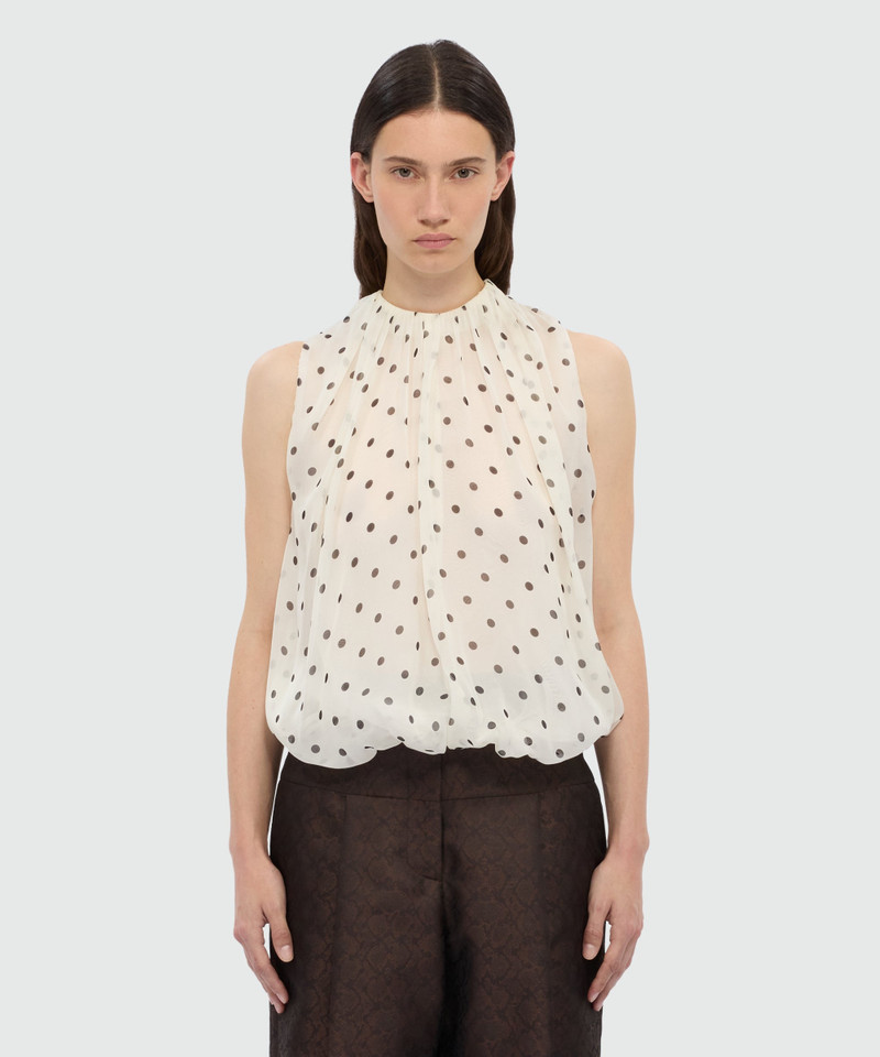 MSGM Polka dot chiffon balloon top. outlook
