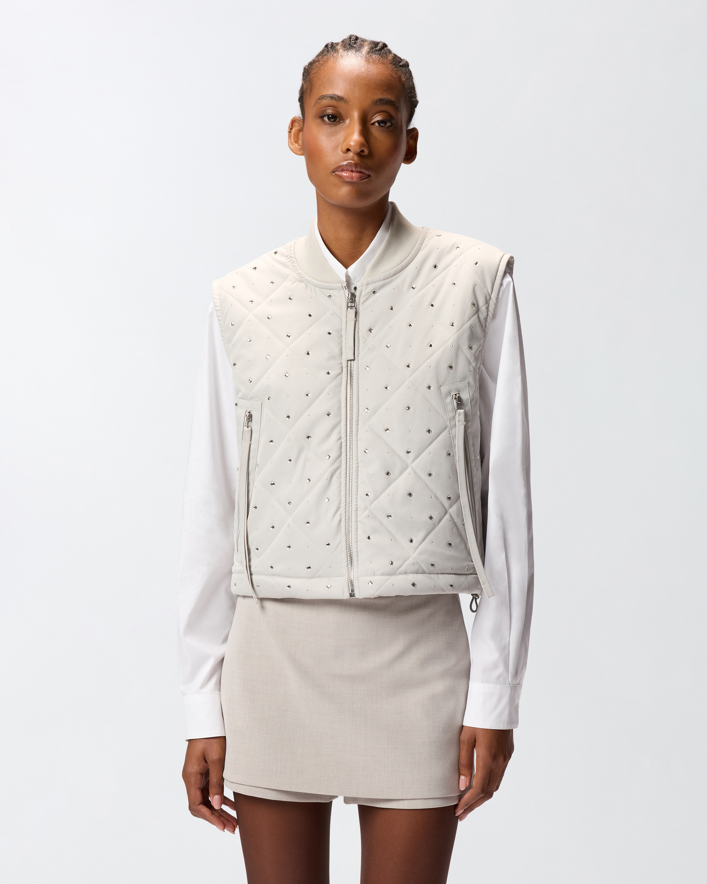 QUILTED VEST WITH RHINESTONES AND STUDS - 2