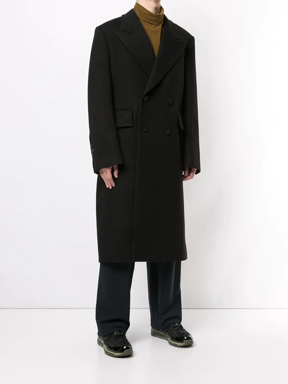 double-breasted wool coat - 3