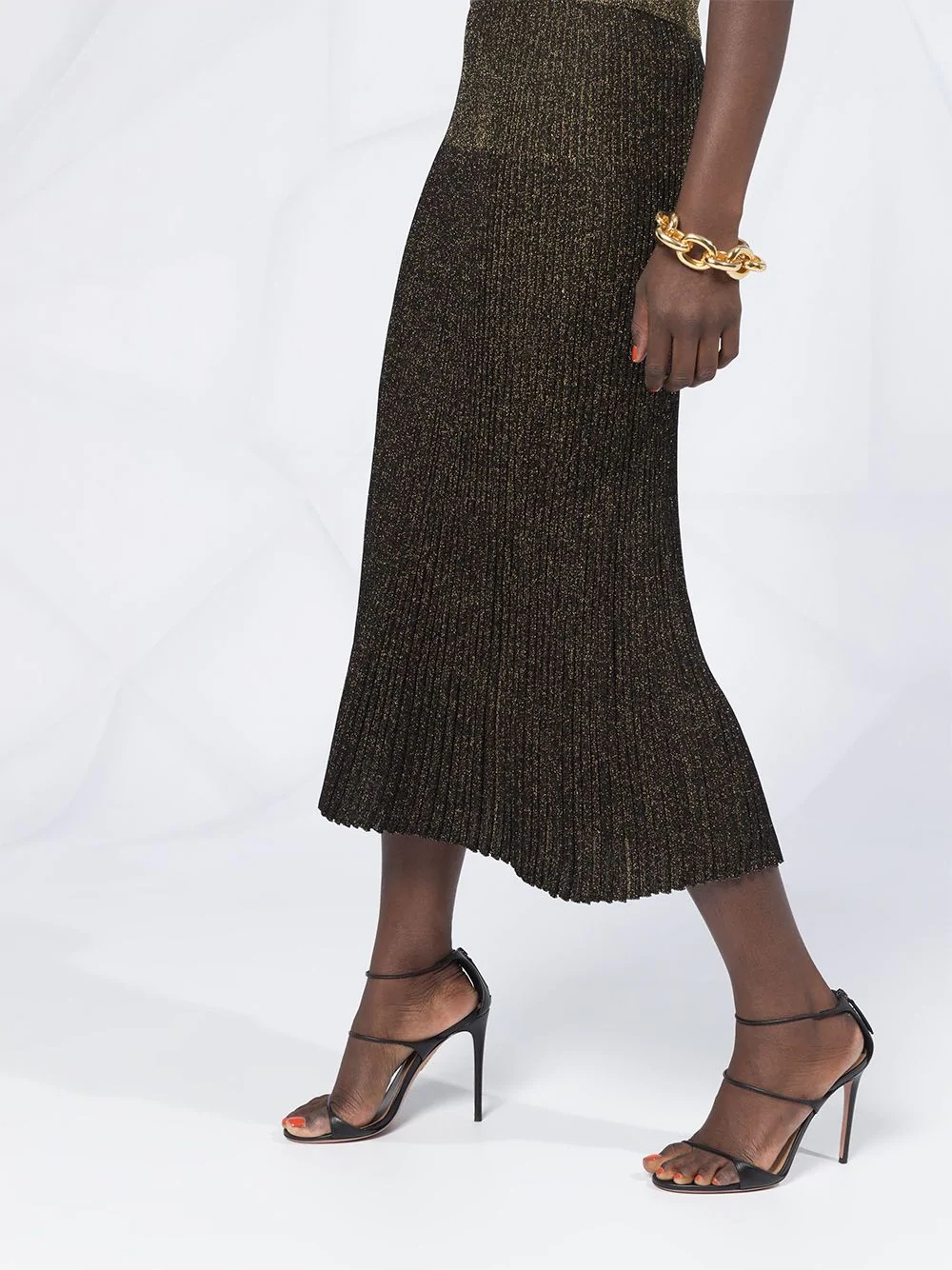 glitter ribbed midi skirt - 3