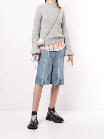 MSGM tie cuffs crew neck jumper outlook