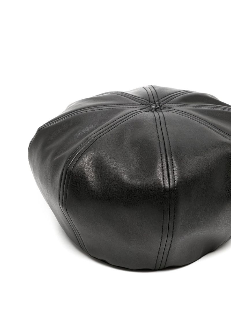 faux-leather beret cap - 2