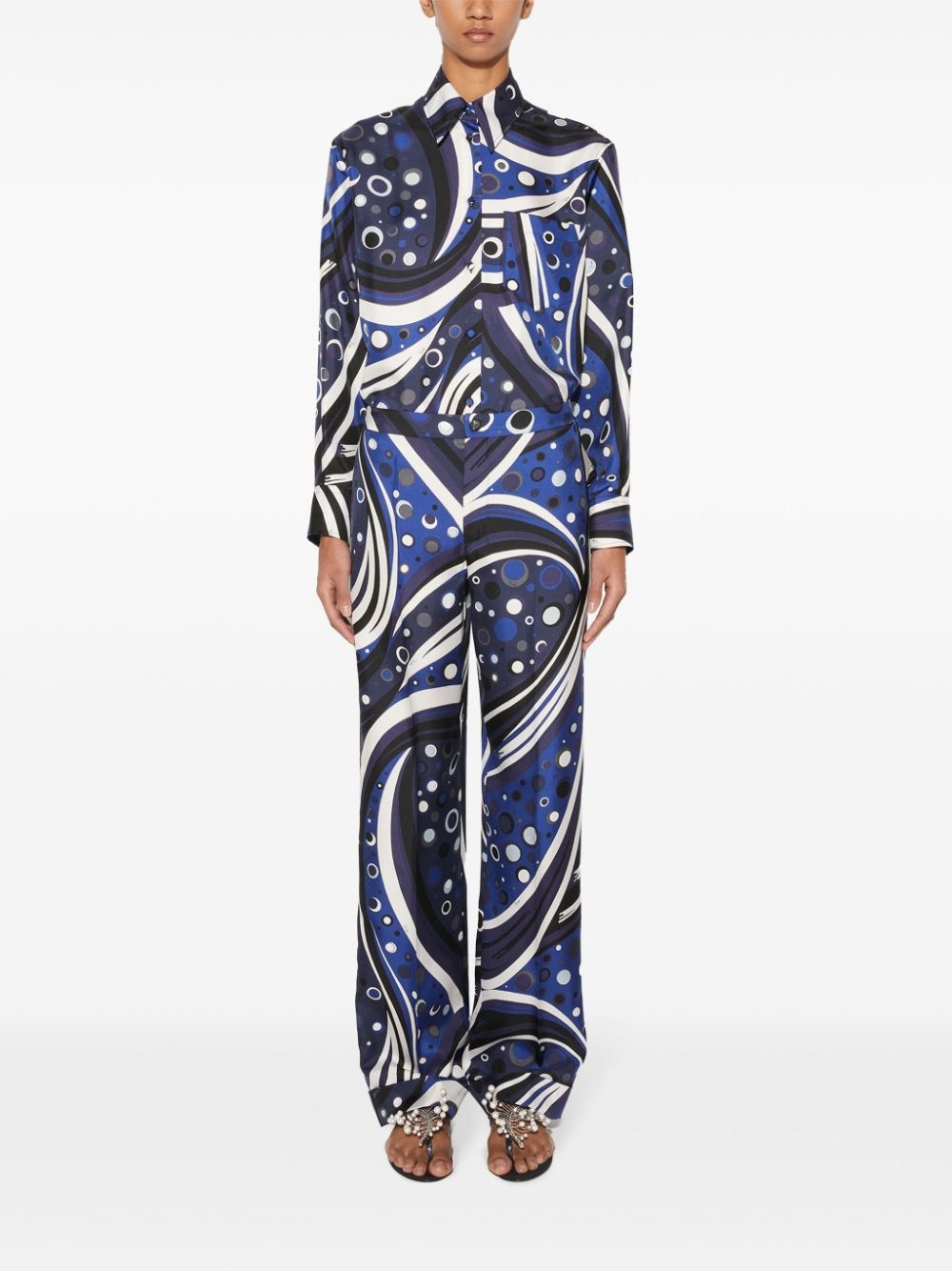fontane-print silk trousers - 2