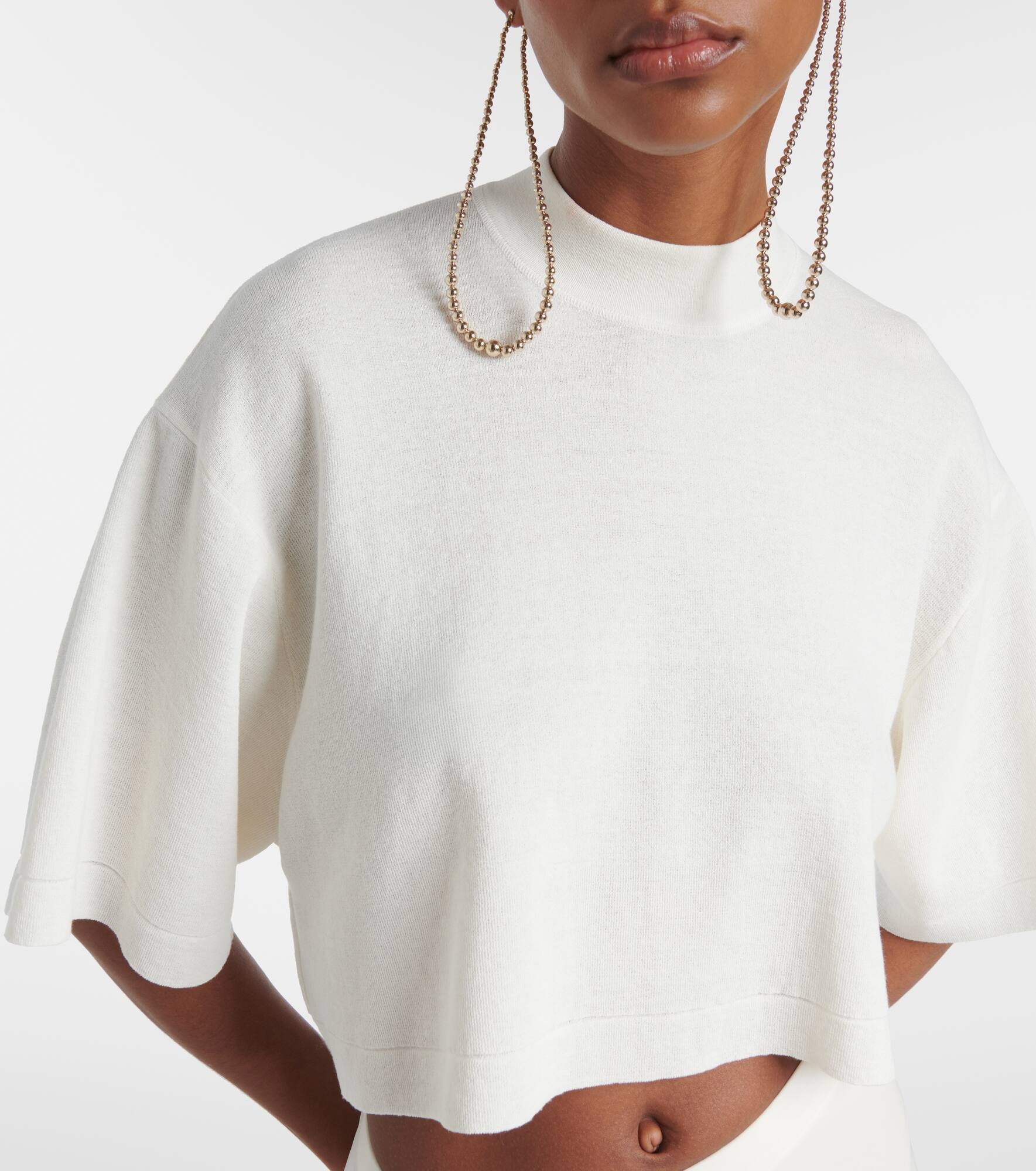 Cropped cotton and wool-blend T-shirt - 4