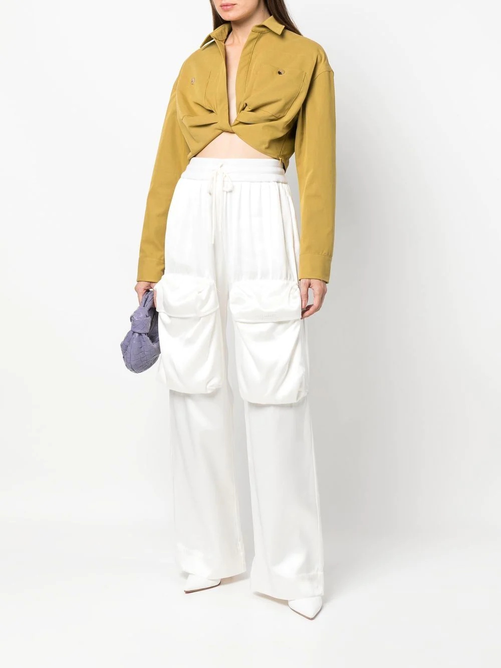 twist-front cropped cargo shirt - 2