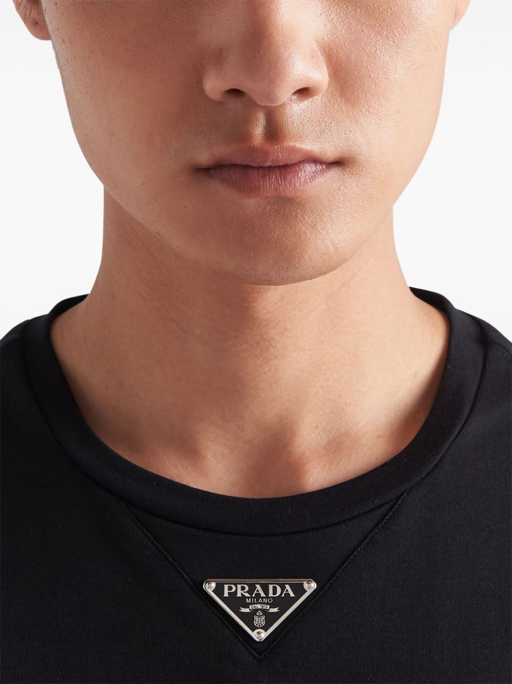 triangle-logo cotton T-shirt - 5