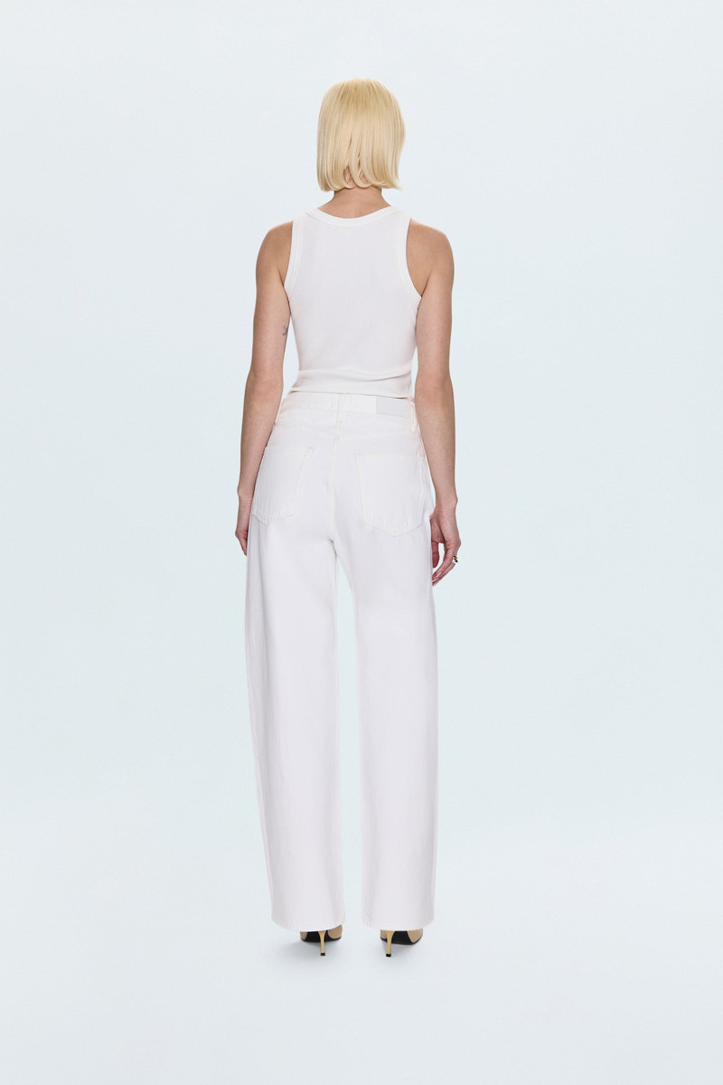 TATE HIGH RISE BOWED WIDE LEG JEAN - PAPER WHITE 4