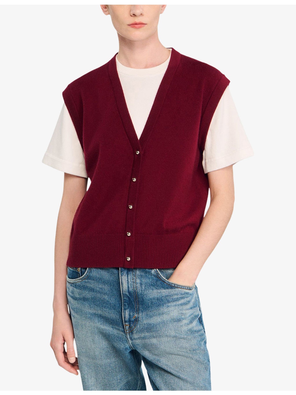 Two-In-One Short-Sleeved Wool and Cashmere Top - 3