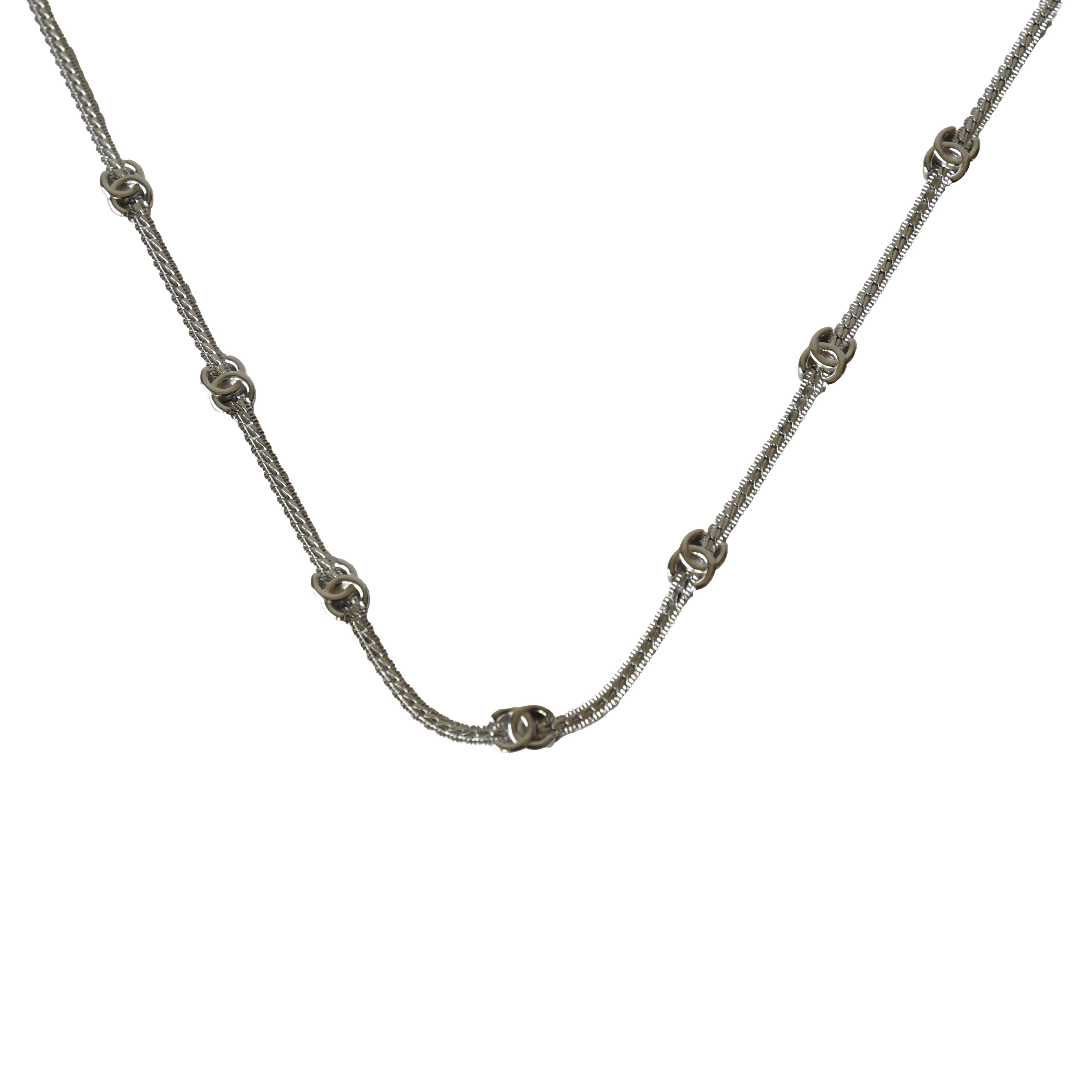 Chanel Seven Metal CC Choker Necklace Silver - 2