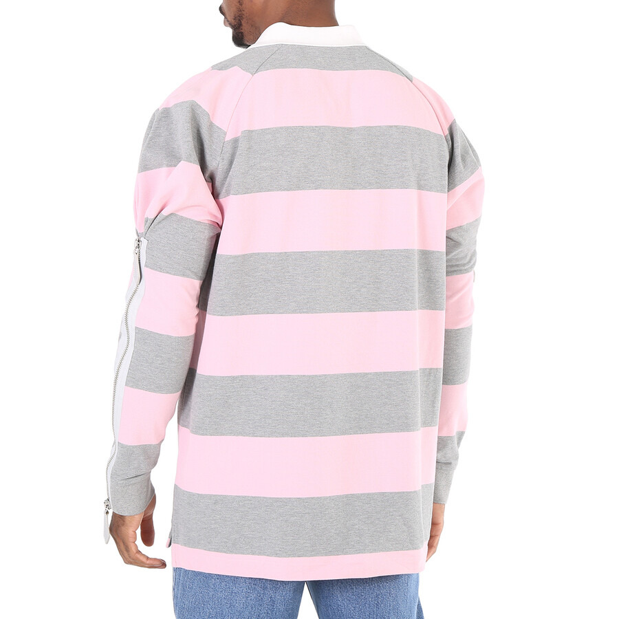 Burberry Men's Long-sleeved Zip Detail Striped Polo Shirt - 11