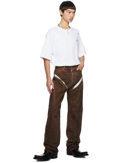 Y/Project SSENSE XX Brown Cut-Out Jeans outlook