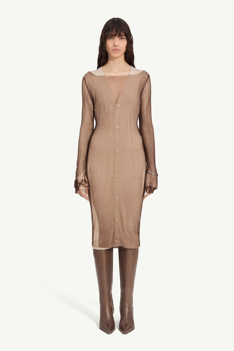 MM6 Maison Margiela Ribbed midi dress with overlay outlook