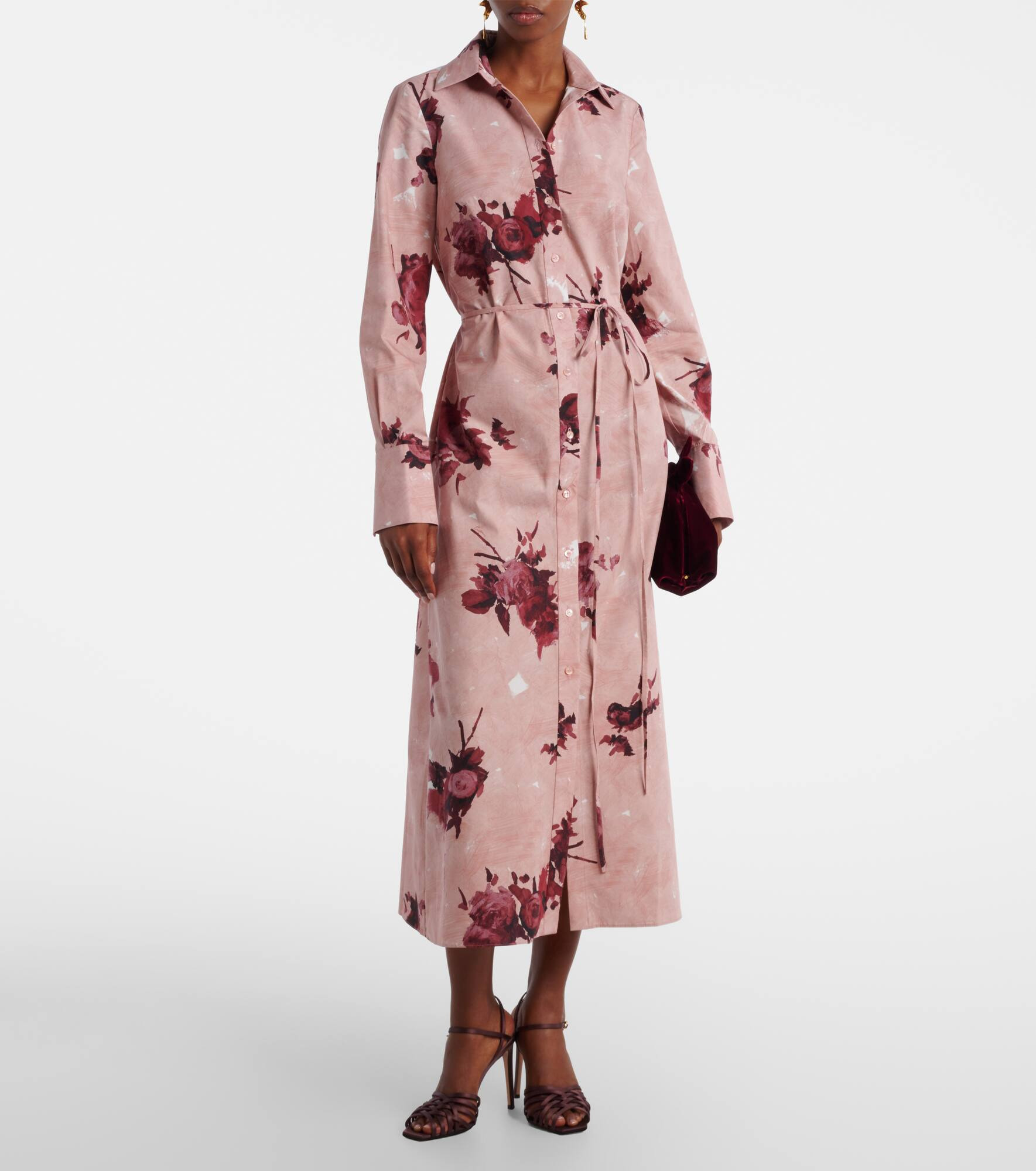 Floral cotton poplin shirt dress - 2