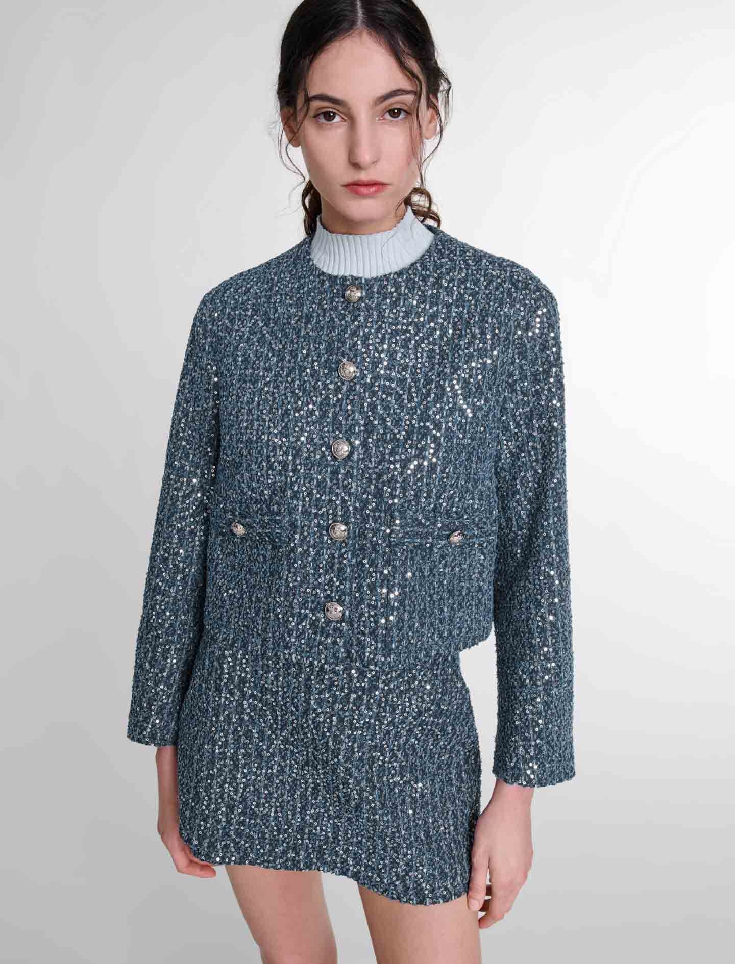 Sequinned tweed jacket - 8