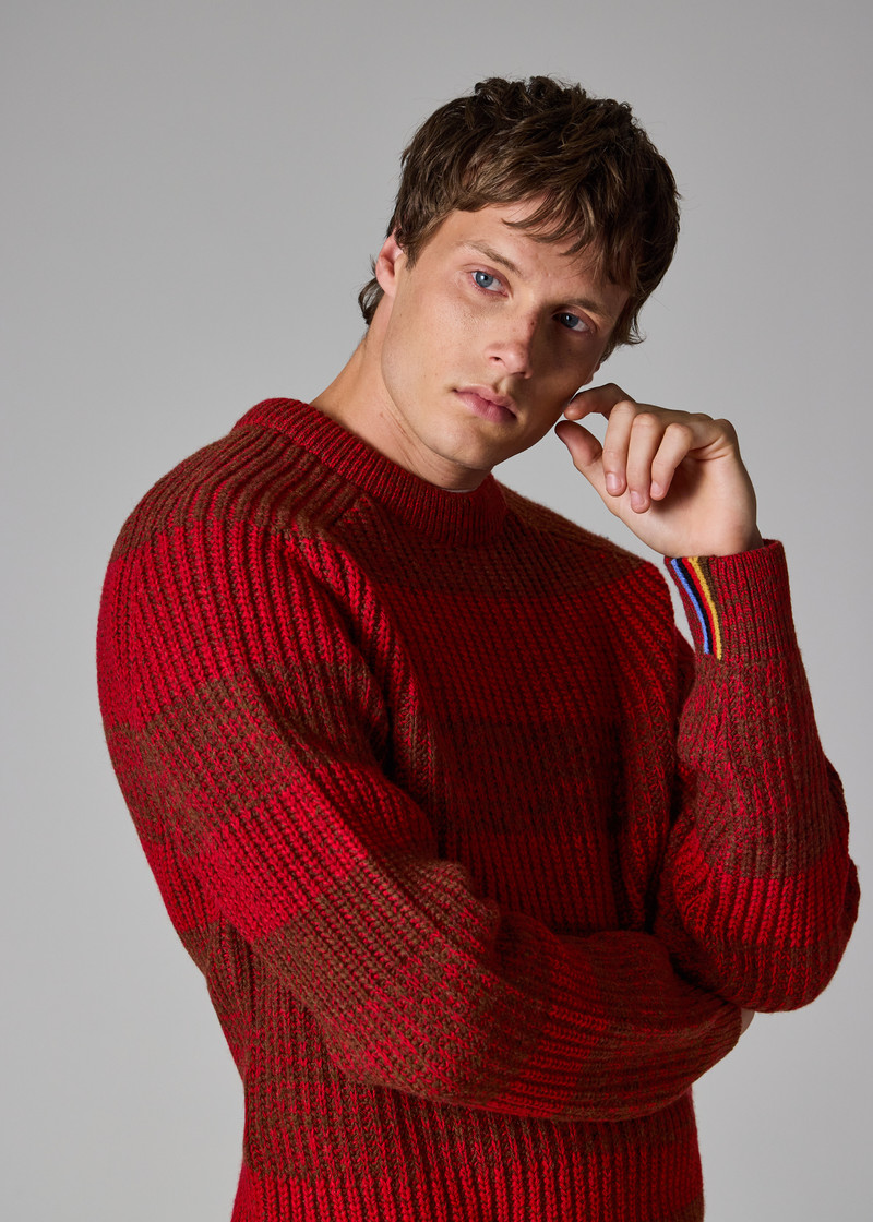 Paul Smith loves Barbour - Rosette Red Saddle Crew Neck Sweater 9