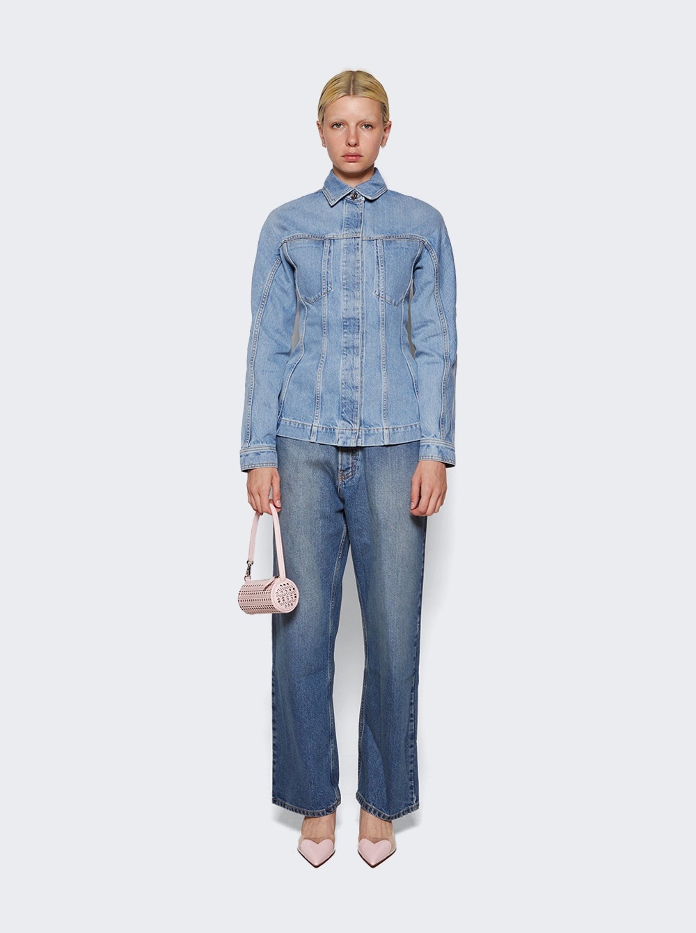 Alaïa Fitted Denim Jacket Blue | thewebster | REVERSIBLE