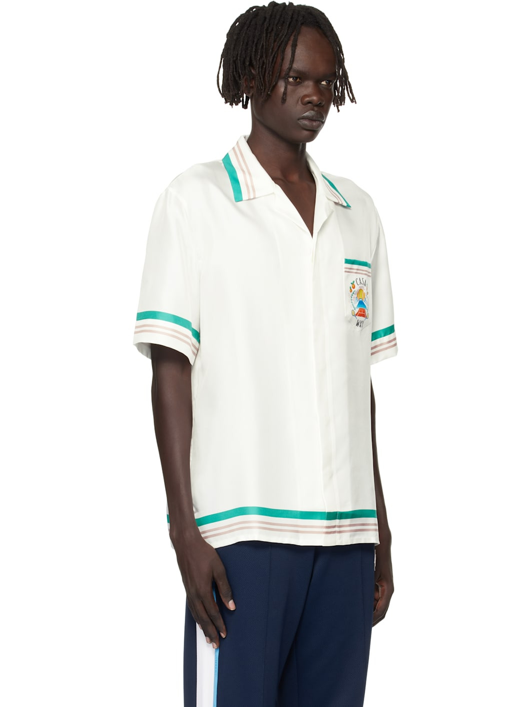 White Open Collar Short Sleeve Shirt - 2