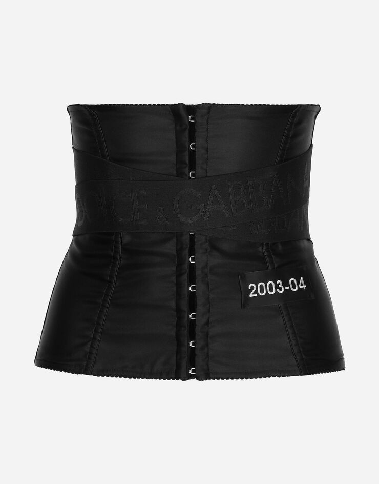 Corset-style belt with branded stretch crossover bands - 1