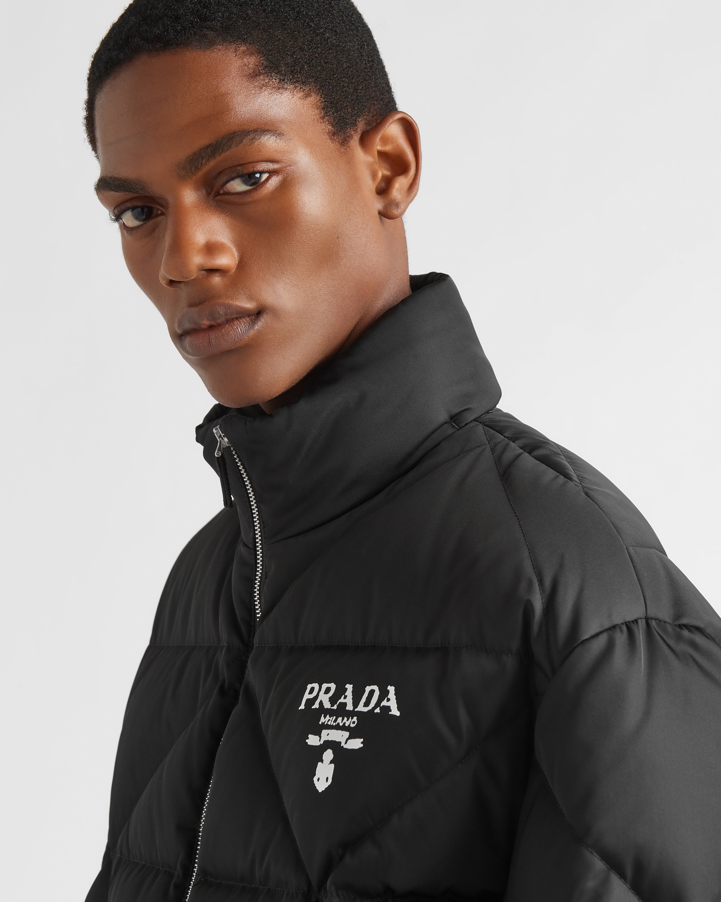 Medium-length Re-Nylon down jacket