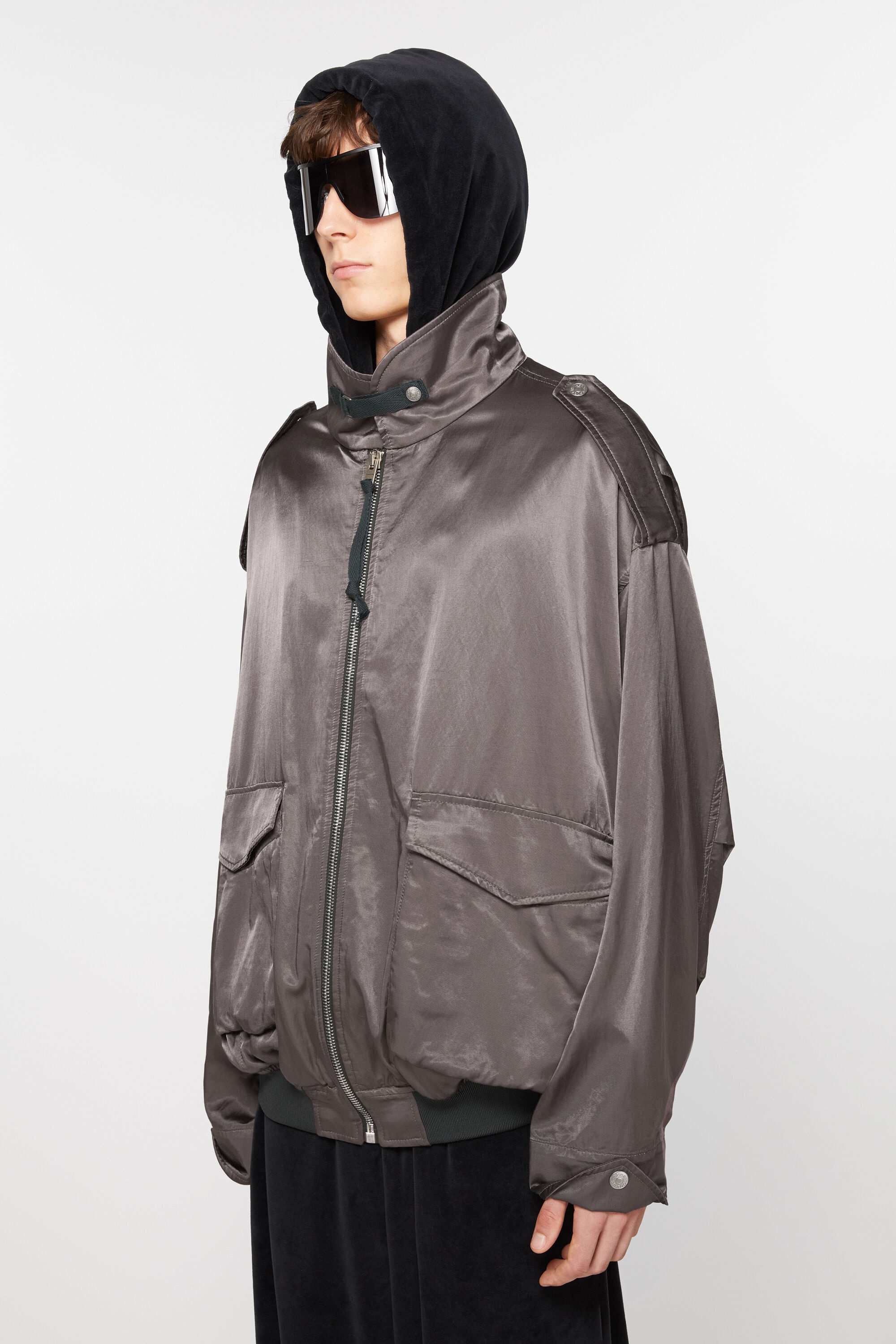Satin jacket - Mid Grey - 3