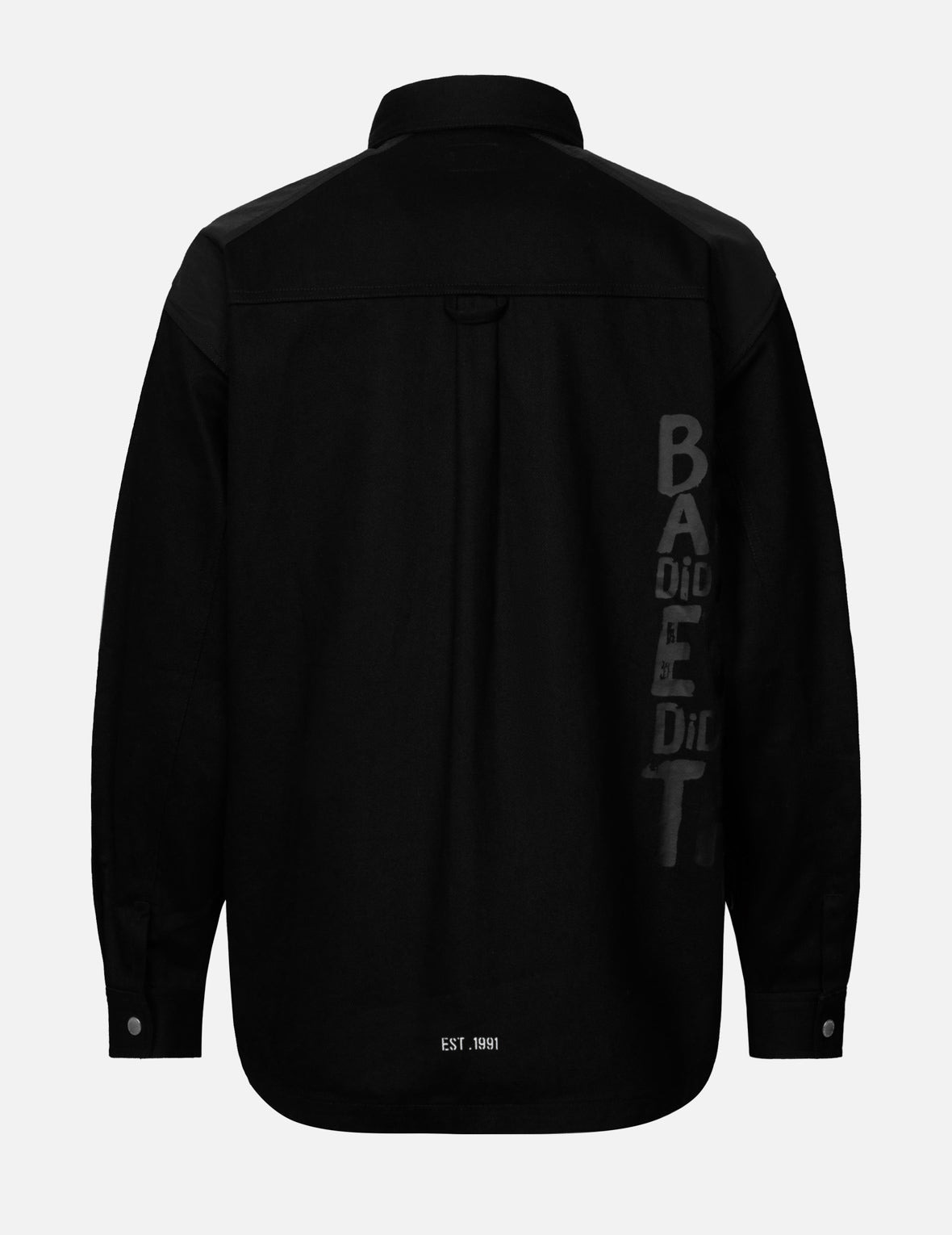 SEAGULL AND SLOGAN PRINT LOOSE FIT WORK SHIRT JACKET - 2
