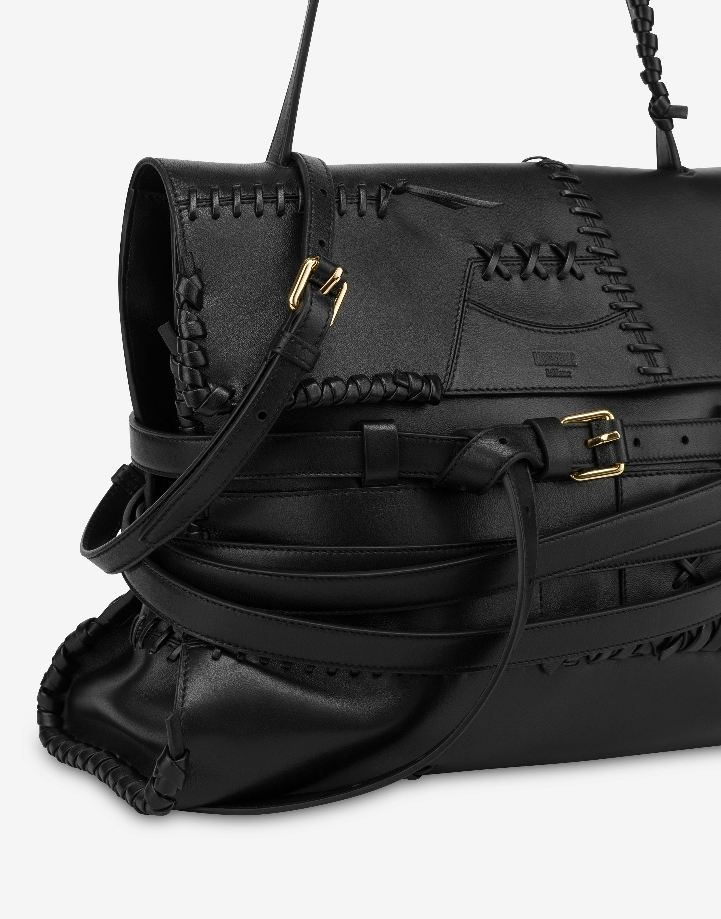Moschino MOSCHINO TIE ME BAG WITH STITCHING MEDIUM | REVERSIBLE
