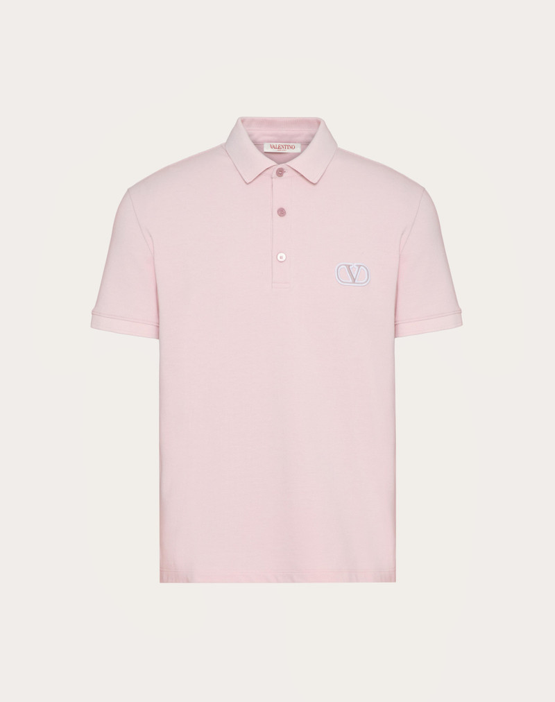 COTTON PIQUÉ POLO SHIRT WITH VLOGO SIGNATURE PATCH 1